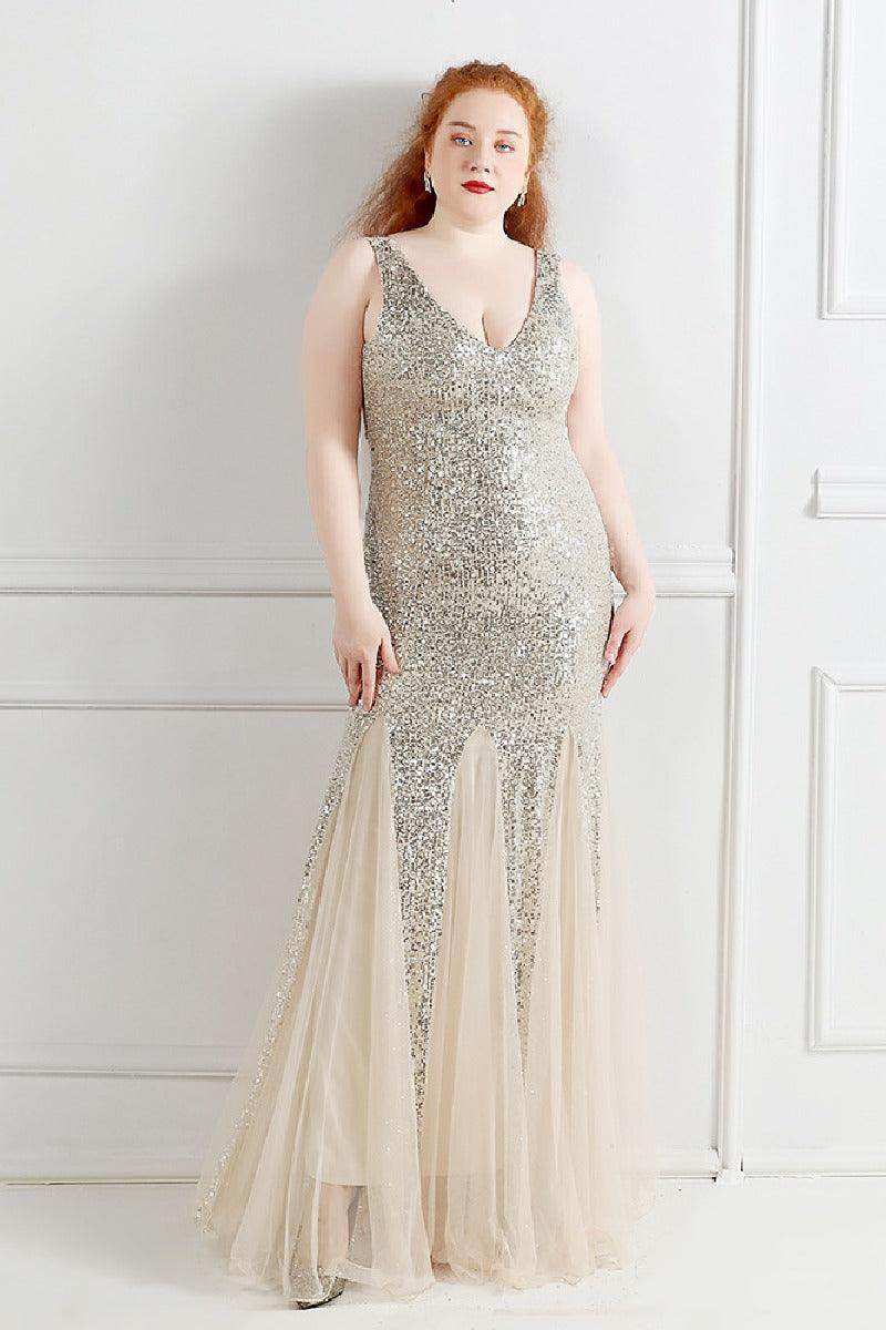 Sheath-column floor length sequined dress 646647576334 - COCOMELODY